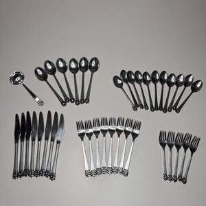 Vintage Stanley Roberts Roget Stainless Japan Flatware Set 39 Pieces Mid Century